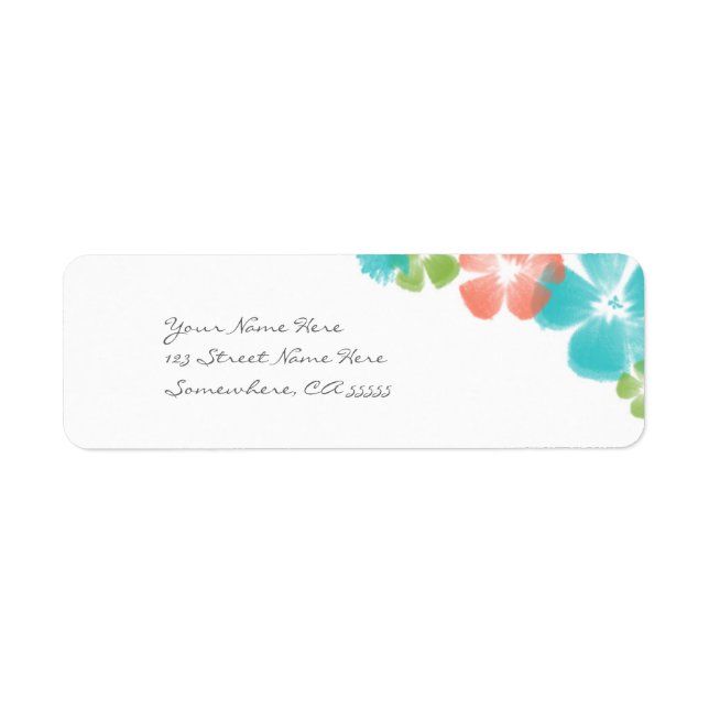 Multi Tropical Watercolor Flowers Address Labels (Front)