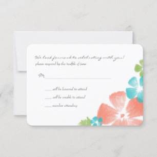 Multi Tropical Watercolor Flowers Wedding RSVP