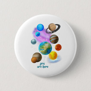 multi you are here planets Edit 6 Cm Round Badge