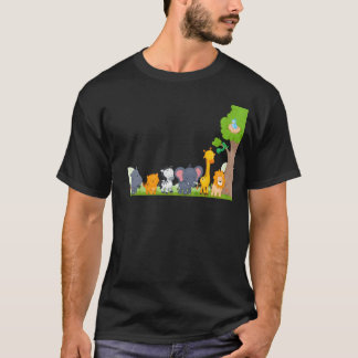 Multi zoo animals lion giraf elephant friends T-Shirt