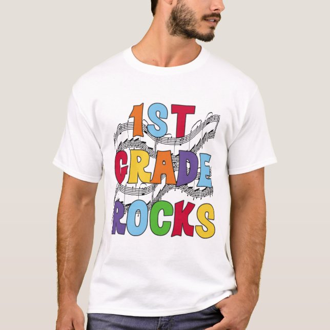Multicolor 1st Grade Rocks Tshirts and Gifts (Front)