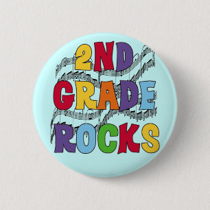 Multicolor 2nd Grade Rocks Tshirts and Gifts 6 Cm Round Badge