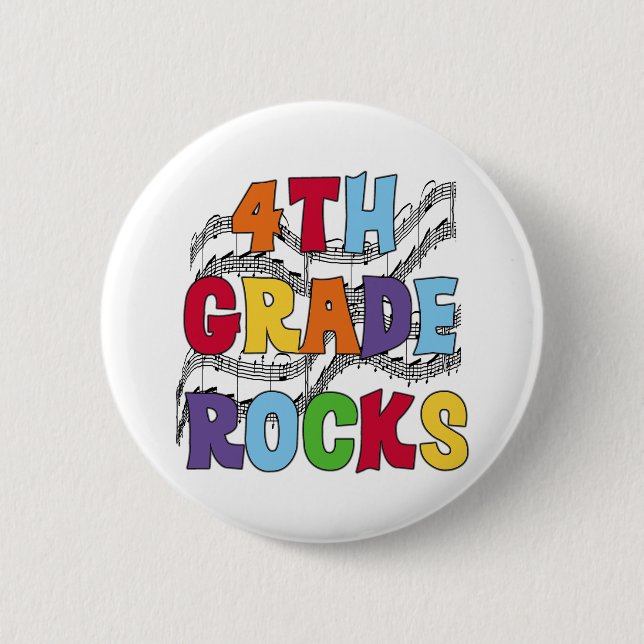 Multicolor 4th Grade Rocks 6 Cm Round Badge (Front)