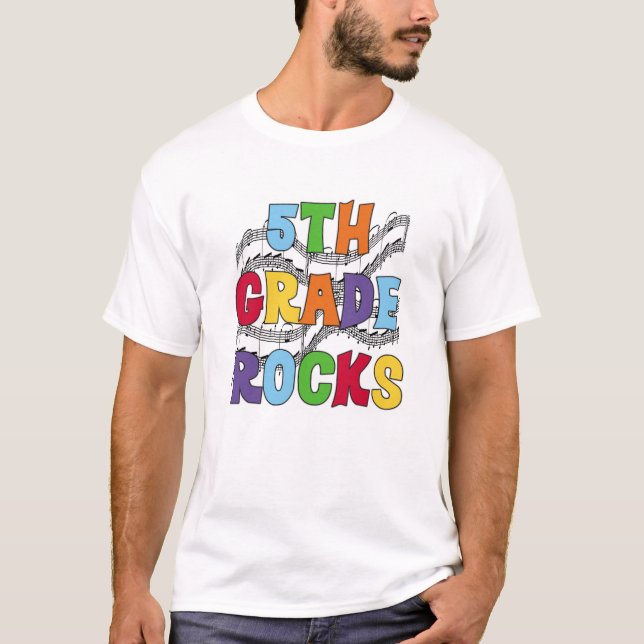 Multicolor 5th Grade Rocks T-Shirt (Front)