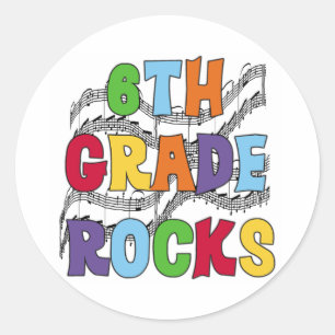 Multicolor 6th Grade Rocks Classic Round Sticker