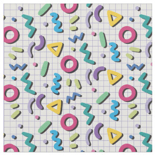 Multicolor 80s Memphis Pattern  Fabric