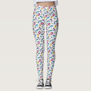 Multicolor 80s Memphis Pattern Leggings