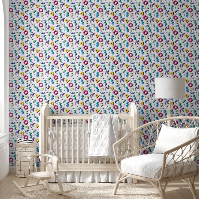 Multicolor 80s Memphis Pattern  Wallpaper (Kids)