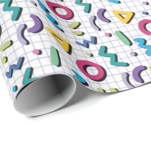 Multicolor 80s Memphis Pattern Wrapping Paper