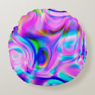 Multicolor abstract background. Colourful pattern. Round Cushion