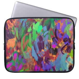 Multicolor Abstract Brushstrokes Painting Laptop Sleeve