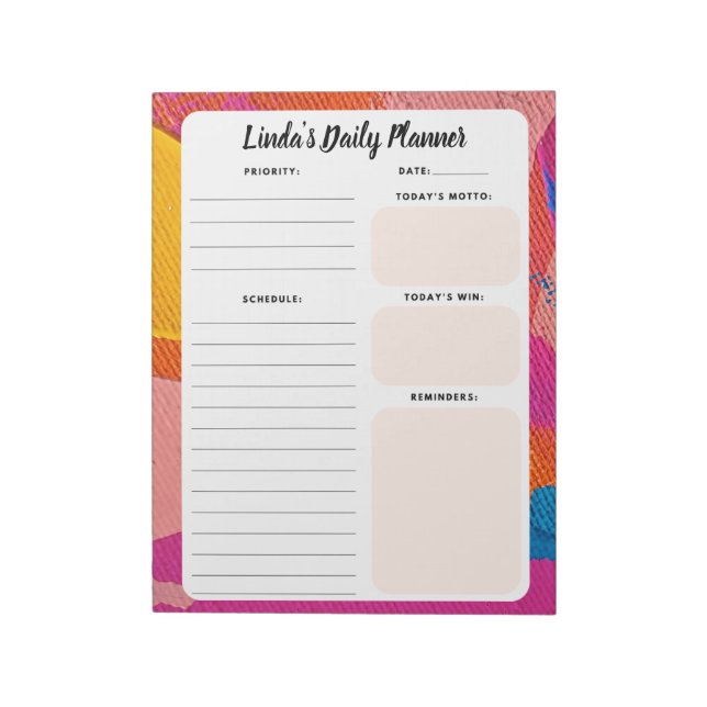 Multicolor Abstract Daily To-Do List Notepad (Rotated)