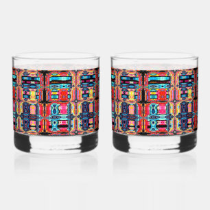 Multicolor Abstract Drinkware Set Whiskey Glass
