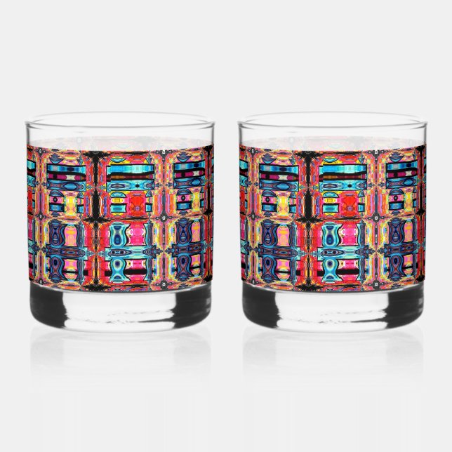 Multicolor Abstract Drinkware Set Whiskey Glass (Front)
