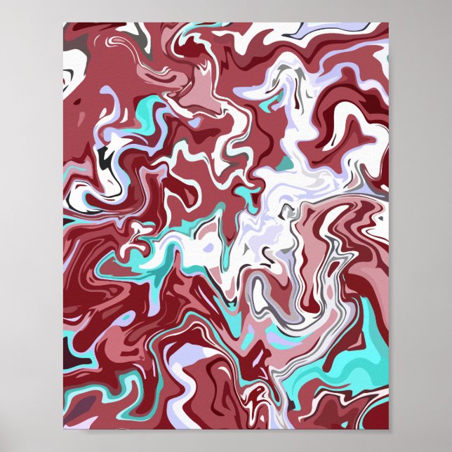 Multicolor Abstract Fluid Marble Design Poster (Front)