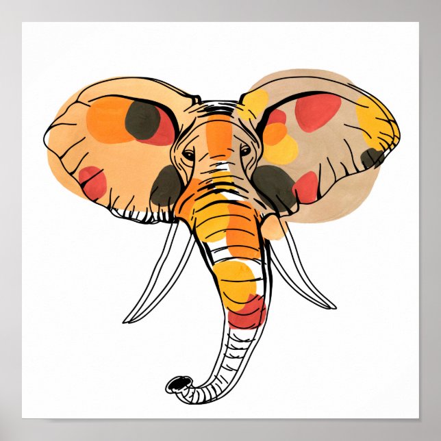 Multicolor African Elephant Poster (Front)