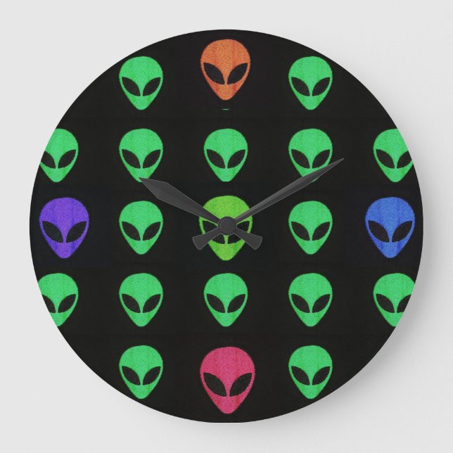 Multicolor Alien Face Wall Clock (Front)