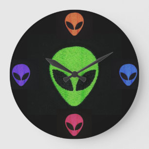 Multicolor Alien Face Wall Clock