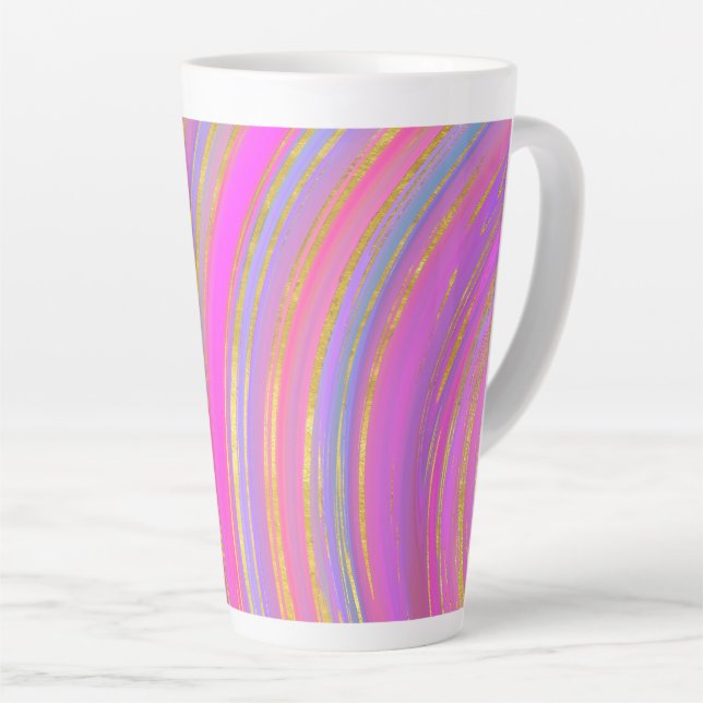 Multicolor and Gold Latte Mug (Right Angle)