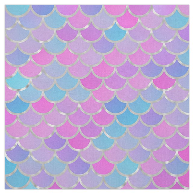 Multicolor and Silver Foil Mermaid Scales Fabric (Swatch)