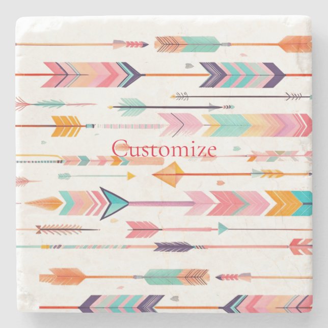 Multicolor Arrow Pattern Thunder_Cove Stone Coaster (Front)