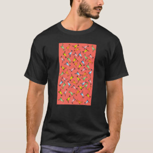 Multicolor Australian Bin Chicken Pattern On Orang T-Shirt