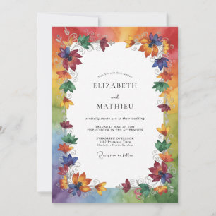 Multicolor Autumn Leaf Wedding Invitation