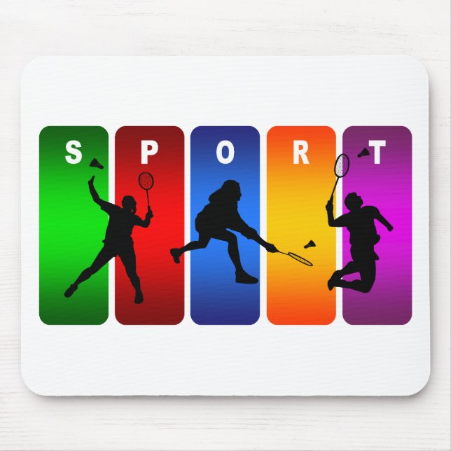 Multicolor Badminton Emblem Mouse Mat (Front)