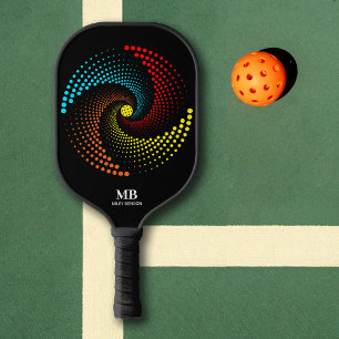 Multicolor Ball dotted Circle Monogram Name Custom Pickleball Paddle