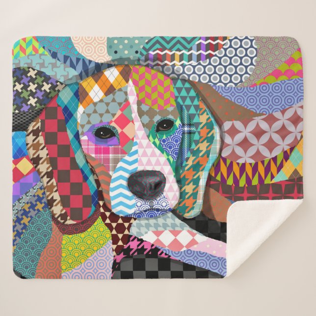 Multicolor Beagle Dog 161 Sherpa Blanket (Front (Horizontal))