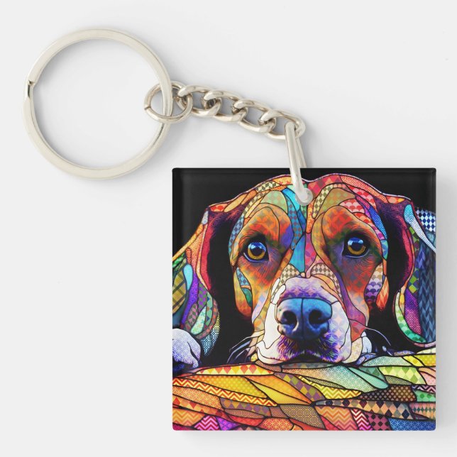 Multicolor Beagle Dog 178 Key Ring (Front)
