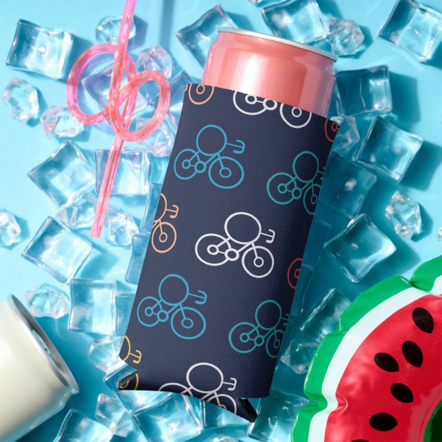 Multicolor Bicycle Pattern Seltzer Can Cooler (In Situ Summer)