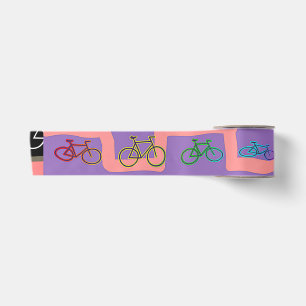 Multicolor Bicycles Satin Ribbon