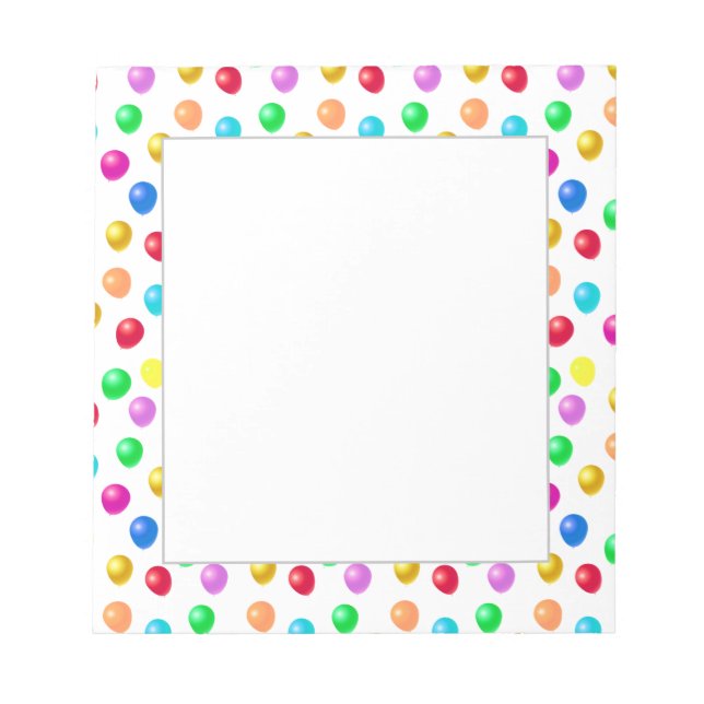 Multicolor Birthday Balloons Simple Notepad (Front)