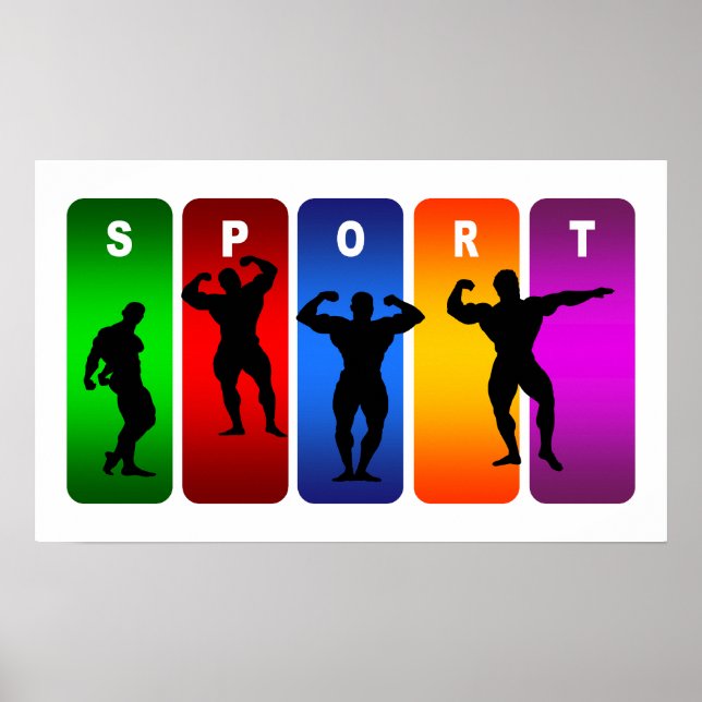 Multicolor Bodybuilding Emblem Poster (Front)