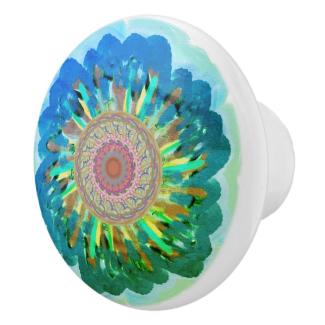 Multicolor Bohemian Floral Ceramic Knob (Right)