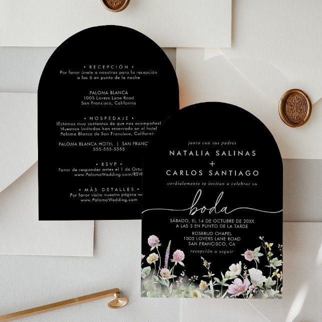 Multicolor Boho Fall Floral Front & Back Boda Invitation (Creator Uploaded)