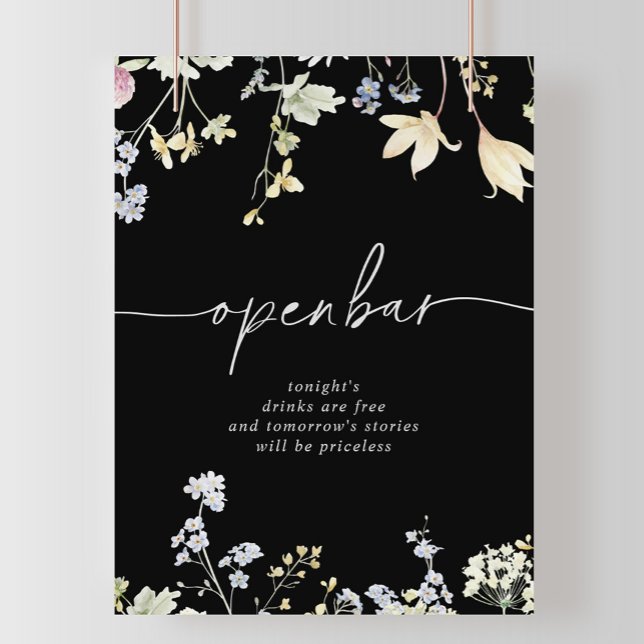 Multicolor Boho Fall Floral Wedding Open Bar Sign (Creator Uploaded)