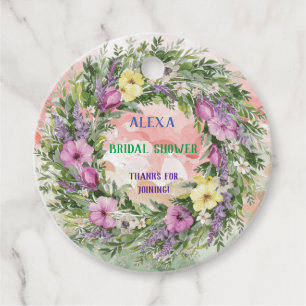 Multicolor Botanicals Floral Bridal Shower Party Favour Tags