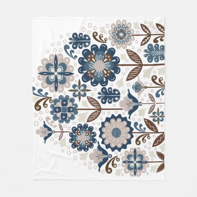 Multicolor Bouquets: Hand Drawn Fleece Blanket (Front)