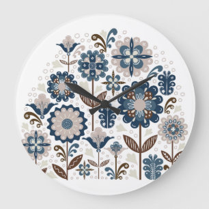 Multicolor Bouquets: Hand Drawn Large Clock
