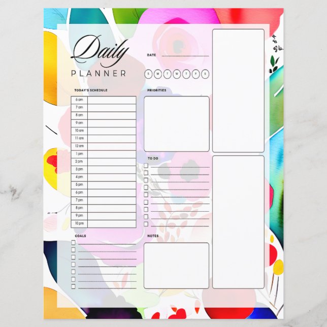 Multicolor bright floral daily planner (Front)