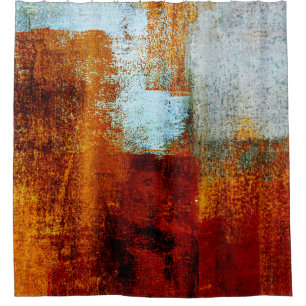 Multicolor brush strokes in oil structure. Grunge Shower Curtain