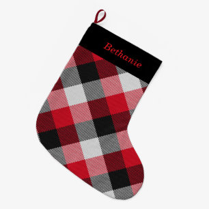 Multicolor Buffalo Plaid Personalised Large Christmas Stocking