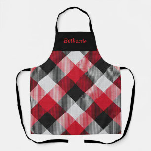 Multicolor Buffalo Plaid Personalized Christmas Apron