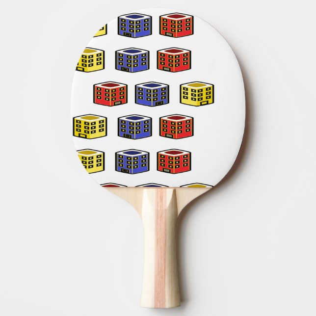multicolor buildings ping pong paddle (Front)