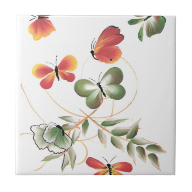 MultiColor Butterflies Art Tile (Front)