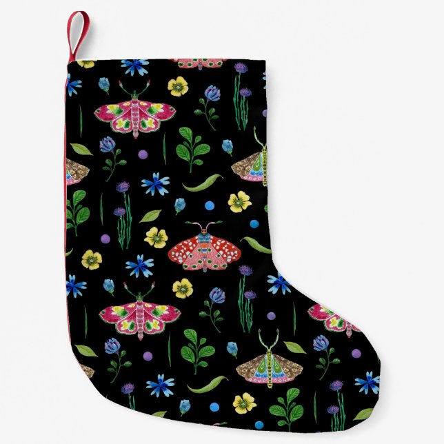 Multicolor Butterflies: Bright Seamless Pattern Small Christmas Stocking (Front)