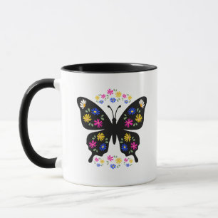 Multicolor Butterfly Floral T-Shirt Mug