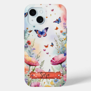 Multicolor Butterfly & Flowers iPhone / iPad case